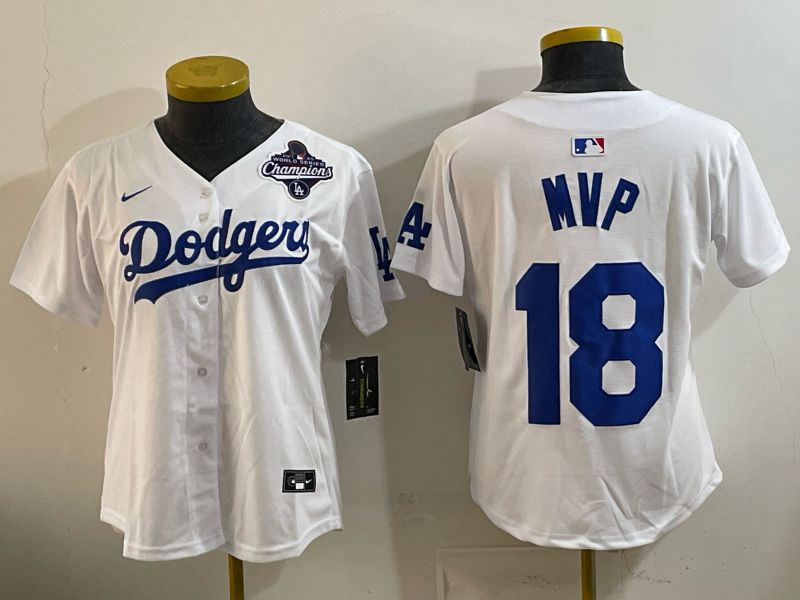 Women Los Angeles Dodgers #18 Mvp White Game 2026 Nike MLB Jersey style 02->women mlb jersey->Women Jersey